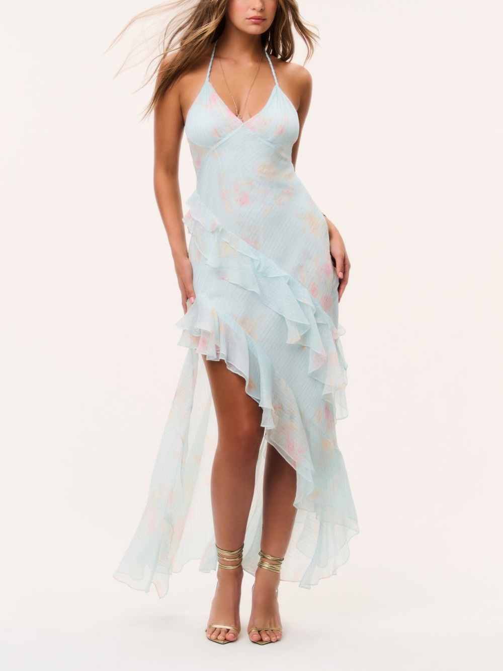LoveShackFancy Vailo Floral Silk Chiffon Dress size 2